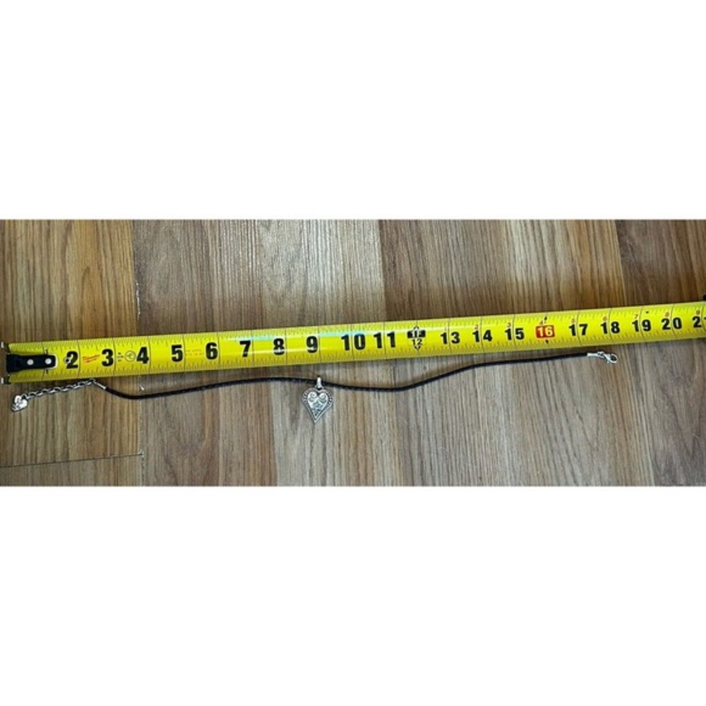 Brighton Silver Toned And Black Leather Chain‎ Necklace And Tin Case Y2K Gift - Picture 5 of 10